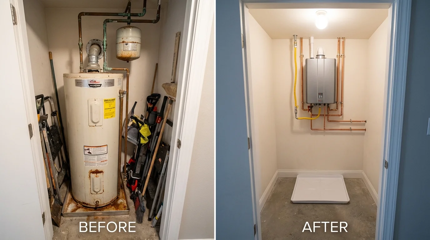 Tank water heater versus wall-mounted tankless unit comparison for Bessemer, PA homeowners